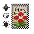 Welcome Red Geranium Check Suede Flag House