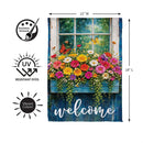 Floral Window Box Suede Flag Garden