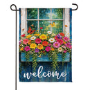 Floral Window Box Suede Flag Garden