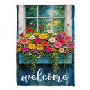Floral Window Box Suede Flag Garden