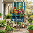 Floral Window Box Suede Flag House
