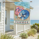 Seaside Welcome Suede Flag House