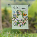 Welcome Butterfly Garden Wreath Suede Garden Flag Garden
