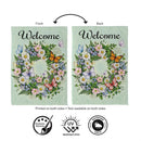 Welcome Butterfly Garden Wreath Suede Garden Flag Garden