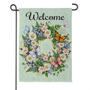 Welcome Butterfly Garden Wreath Suede Garden Flag Garden