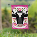 Floral Patterned Cow Suede Flag Garden