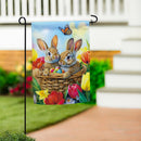 Basket Of Bunnies Suede Flag Garden