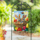 Basket Of Bunnies Suede Flag Garden
