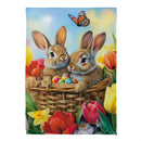 Basket Of Bunnies Suede Flag House