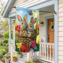 Basket Of Bunnies Suede Flag House