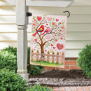 Lovebirds in Bloom Suede Garden Flag Garden