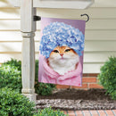 Hydrangea Cat Suede Flag Garden