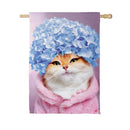 Hydrangea Cat Suede Flag House