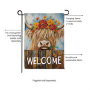 Summer Highland Cow Welcome Suede Garden Flag