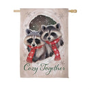Winter Grove Raccoons Suede Flag House