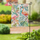 Palm Beach Flamingos Suede Garden Flag