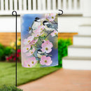 Chickadee Charm Blossoms Suede Garden Flag Garden