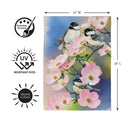 Chickadee Charm Blossoms Suede Garden Flag Garden