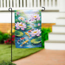 Lotus & Koi FIsh Suede Flag Garden