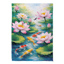 Lotus & Koi FIsh Suede Flag House