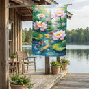 Lotus & Koi FIsh Suede Flag House