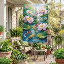 Lotus & Koi FIsh Suede Flag House