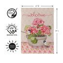 Potted Pink Germanium Suede Flag Garden