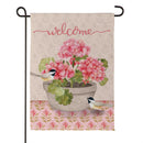 Potted Pink Germanium Suede Flag Garden
