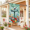 Cottage Garden Birdbath Suede Flag House