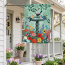 Cottage Garden Birdbath Suede Flag House