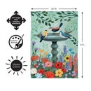 Cottage Garden Birdbath Suede Flag House