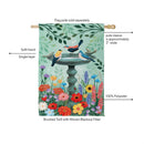 Cottage Garden Birdbath Suede Flag House
