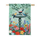 Cottage Garden Birdbath Suede Flag House