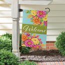 Vivid Floral Welcome Suede Flag Garden