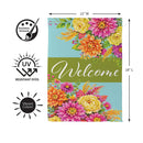 Vivid Floral Welcome Suede Flag Garden
