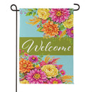 Vivid Floral Welcome Suede Flag Garden