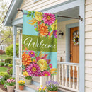 Vivid Floral Welcome Suede Flag House