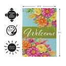 Vivid Floral Welcome Suede Flag House