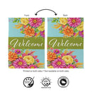 Vivid Floral Welcome Suede Flag House
