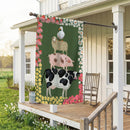 Hillside Pasture Stacked Animals Suede Flag House