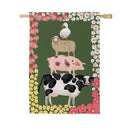 Hillside Pasture Stacked Animals Suede Flag House