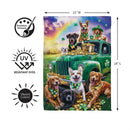 St. Patrick Dogs & Truck Suede Flag Garden