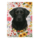 Pet Central Floral Black Lab Suede Flag Garden