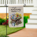 Welcome Friends Floral Wagon Suede Flag Garden