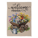 Welcome Friends Floral Wagon Suede Flag House