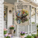 Welcome Friends Floral Wagon Suede Flag House