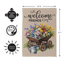 Welcome Friends Floral Wagon Suede Flag House