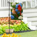 Cardinal Couple Among Hydrangeas Suede Garden Flag