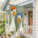 Floral Geese Suede Flag House