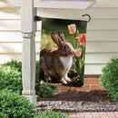 Curious Bunny Suede Flag Garden